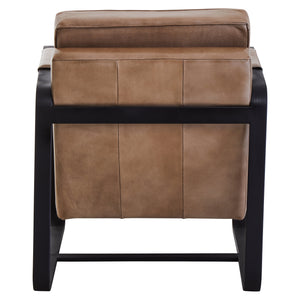 Forge Tan Leather Armchair With Black Iron Frame