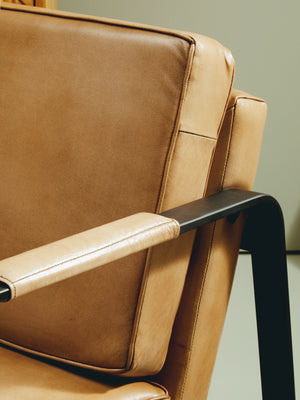 Forge Tan Leather Armchair With Black Iron Frame
