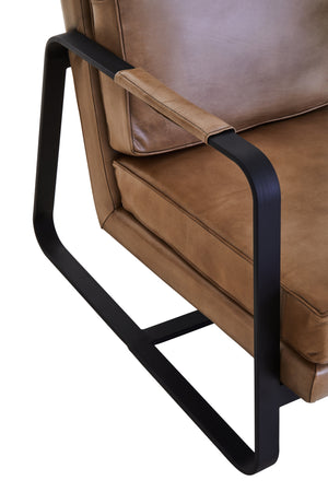 Forge Tan Leather Armchair With Black Iron Frame
