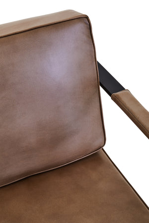 Forge Tan Leather Armchair With Black Iron Frame