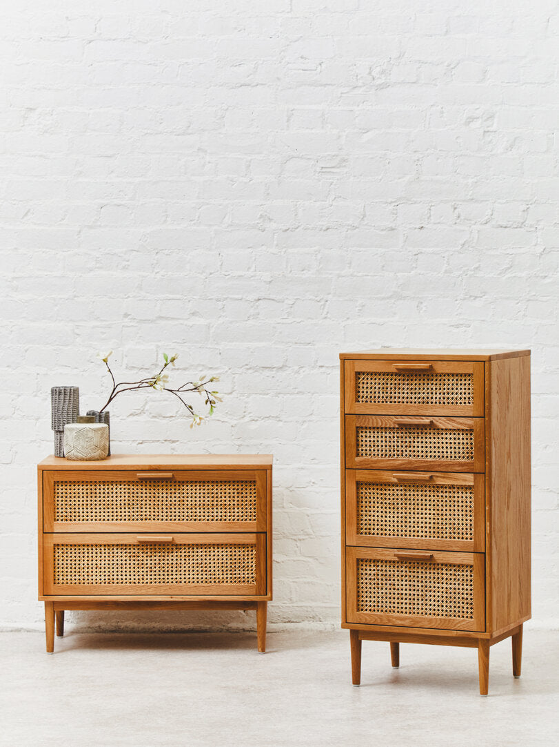 Arden Rattan & Oak 4 Drawer Chest of Drawers