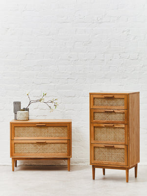 Arden Rattan & Oak 4 Drawer Chest of Drawers
