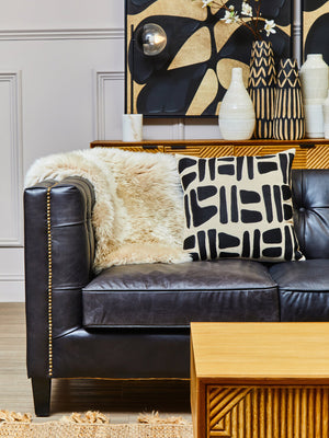 Nuvia Elora Natural And Black Embroidered Cushion