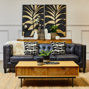 Nuvia Elora Natural And Black Embroidered Cushion