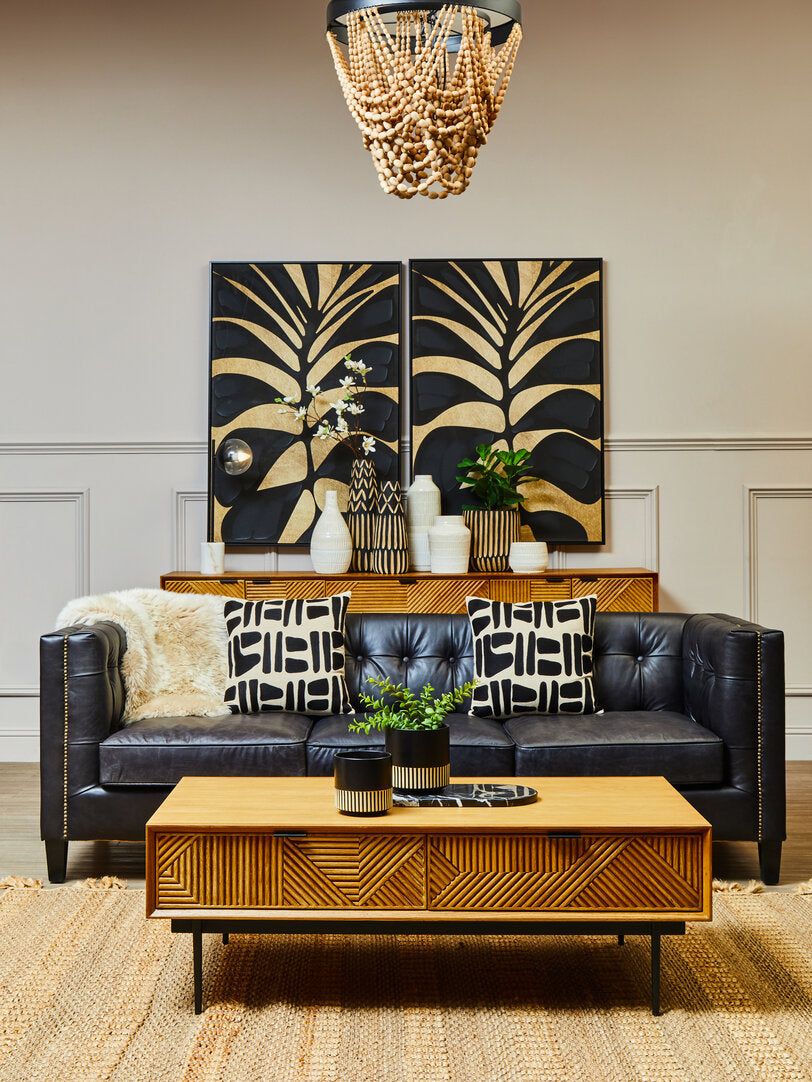 Nuvia Elora Natural And Black Embroidered Cushion