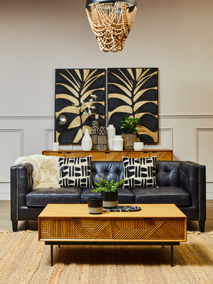 Nuvia Elora Natural And Black Embroidered Cushion