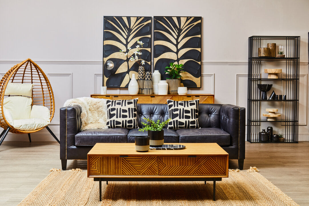 Nuvia Elora Natural And Black Embroidered Cushion