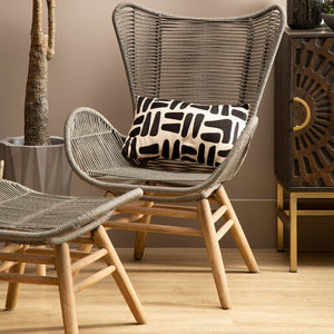 Nomad Grey Rope Lounge Chair And Footstool