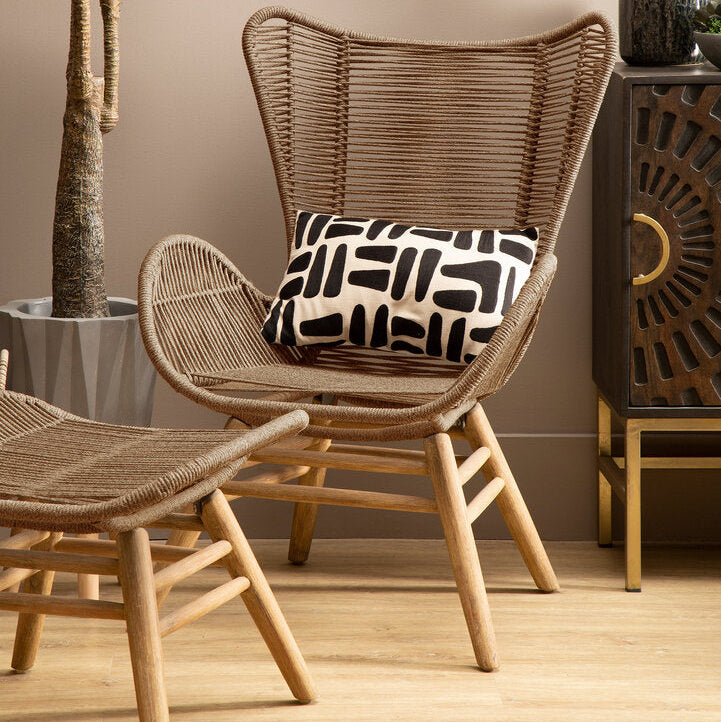 Nomad Latte Rope Lounge Chair And Footstool