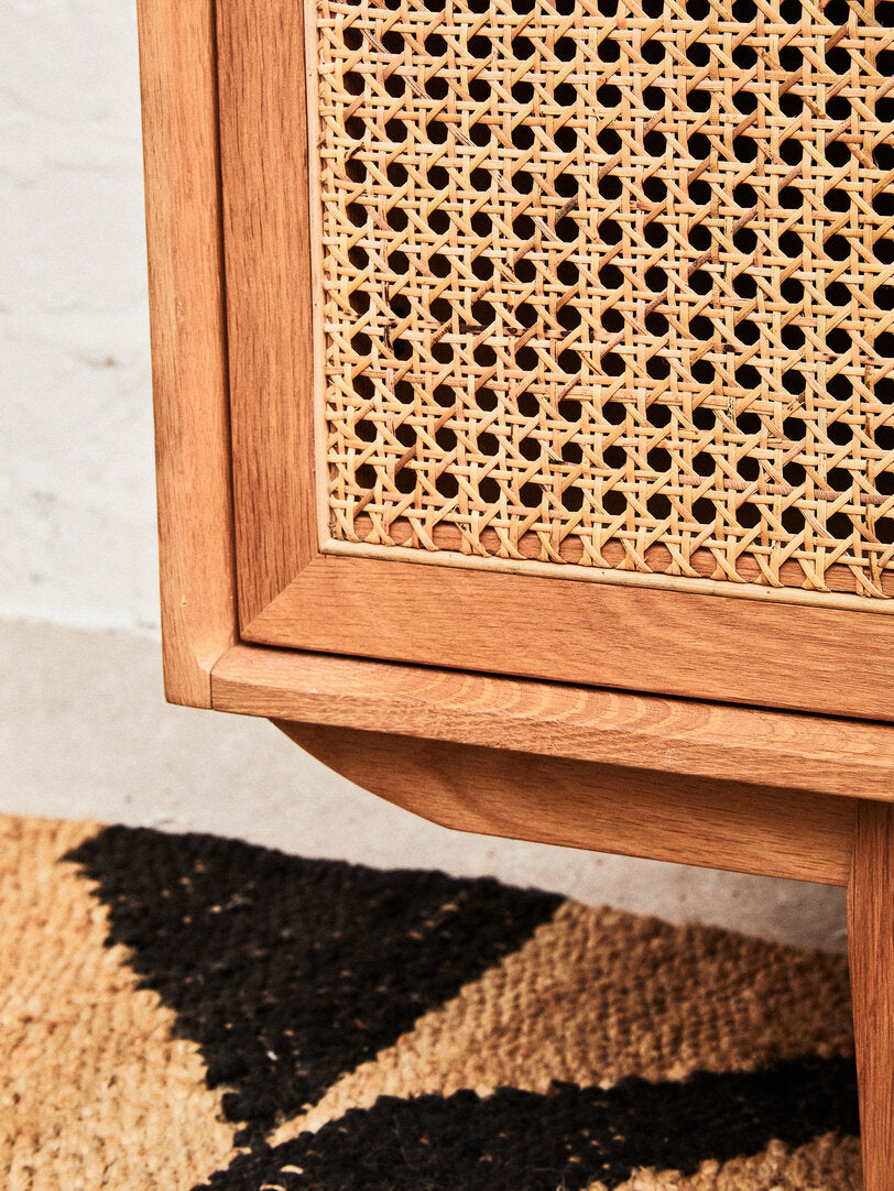Arden Rattan & Oak 4 Door Wooden Sideboard