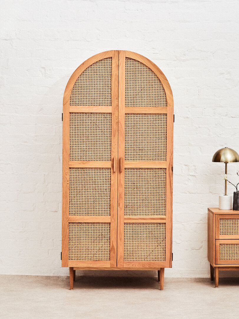Arden Rattan & Oak 2 Door Wardrobe