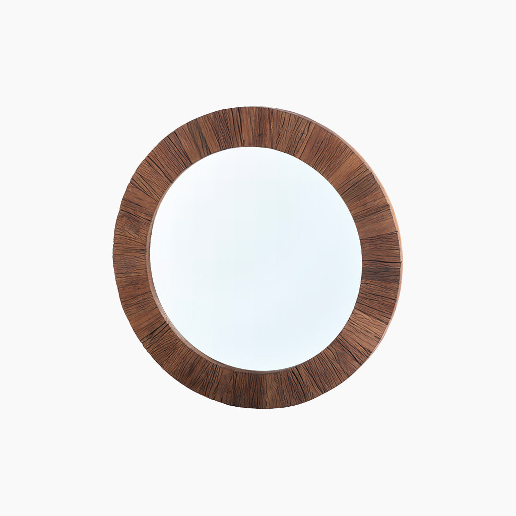 Ruh Round Reclaimed Wood Mirror