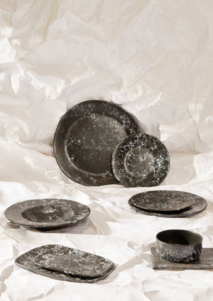 Vara Black Marble Effect Dinner Plate
