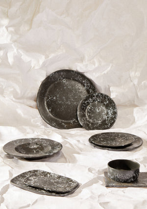 Vara Black Faux Marble Bowl