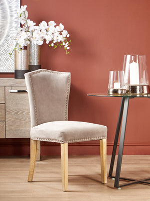 Westbury House Grey Velvet Dining Chair With Antique Legs