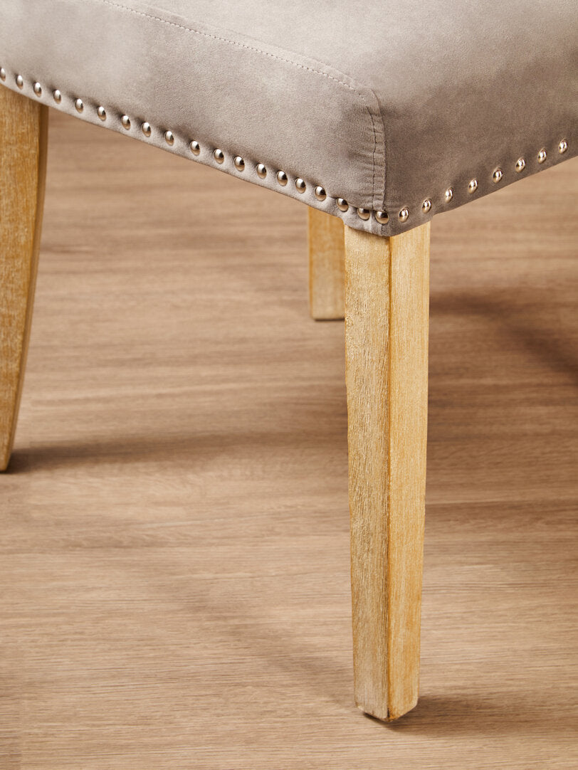 Westbury House Grey Velvet Dining Chair With Antique Legs