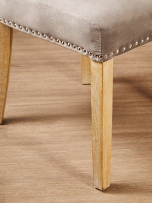 Westbury House Grey Velvet Dining Chair With Antique Legs