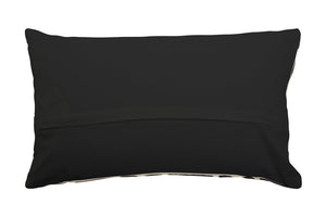 Plain black cotton back of the rectangular Elora Natural And Black Embroidered Cushion with a zip