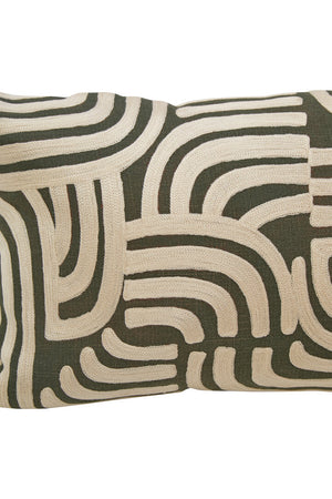 Nuvia Elora Natural And Green Rectangular Cushion