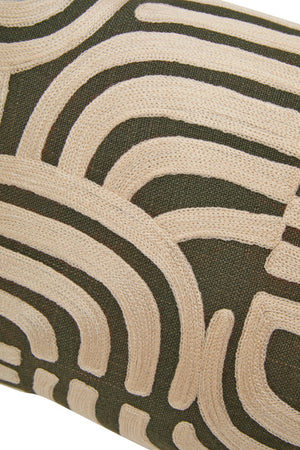 Nuvia Elora Natural And Green Rectangular Cushion