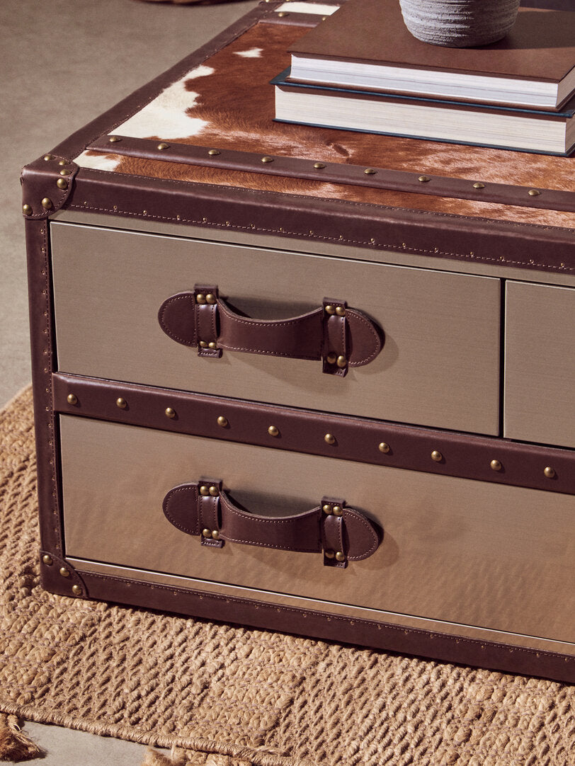 Westbury House Brown And White Genuine Cowhide Coffee Table