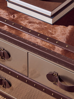 Westbury House Brown And White Genuine Cowhide Coffee Table