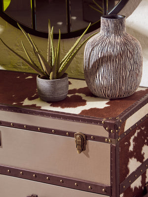 Westbury House Brown And White Cowhide Cabinet