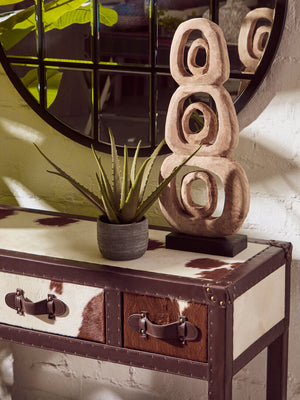 Westbury House Brown And White Cowhide Console Table