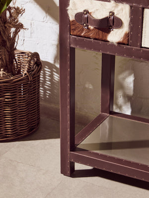 Westbury House Brown And White Cowhide Console Table