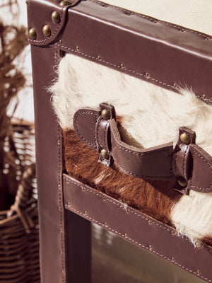 Westbury House Brown And White Cowhide Console Table