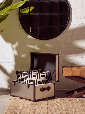 Nuvia Elora Natural And Black Embroidered Cushion