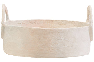 Avara Cotton Mache Round Tray With Decorative Handles