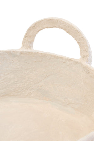 Avara Cotton Mache Round Tray With Decorative Handles