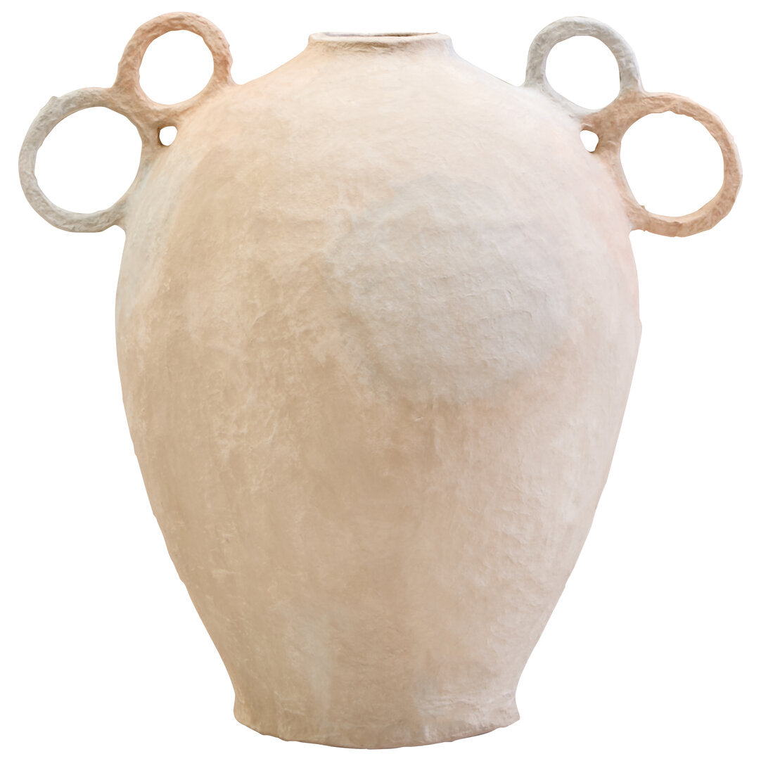 Avara Cotton Mache Large Vase With Decorative Handles
