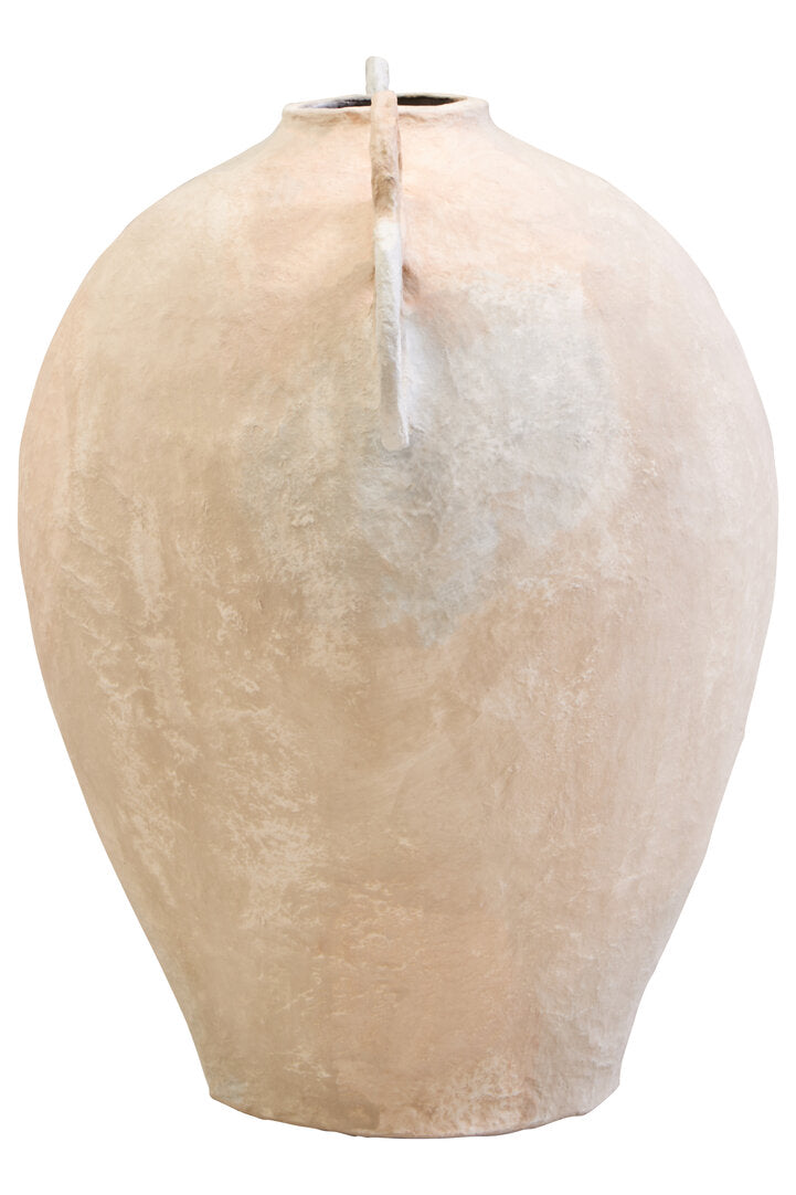 Avara Cotton Mache Large Vase With Decorative Handles