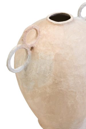 Avara Cotton Mache Large Vase With Decorative Handles