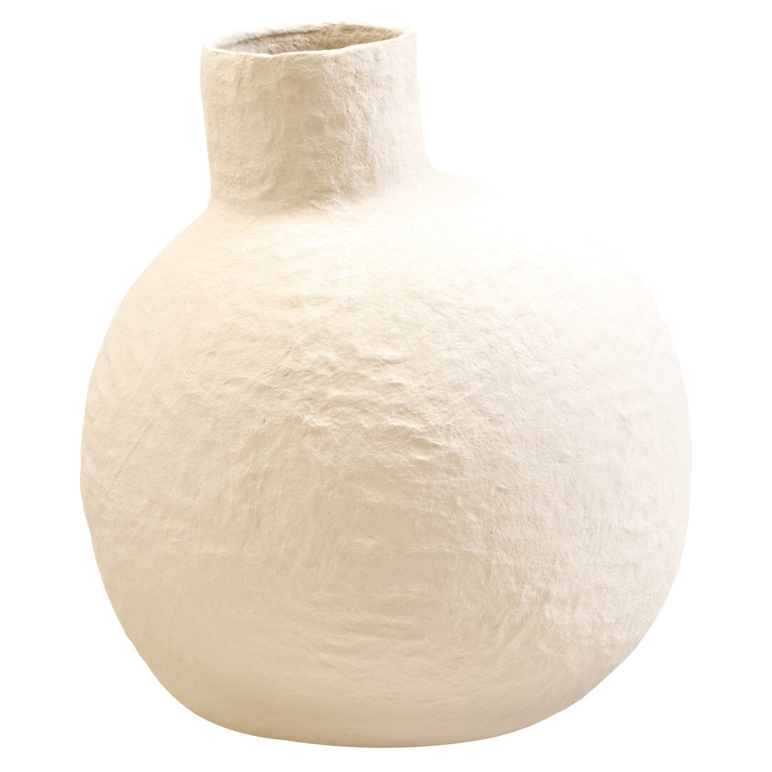 Avara Large Cream Cotton Mache Vase