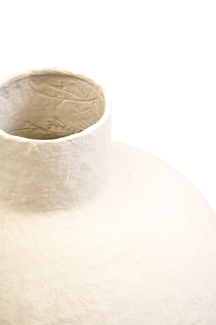 Avara Large Cream Cotton Mache Vase