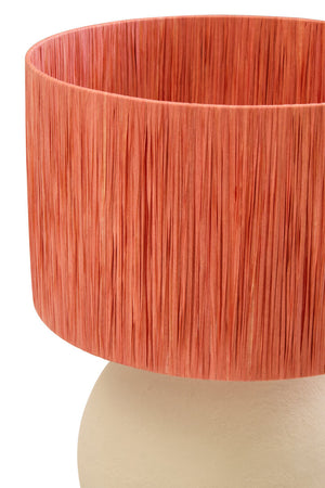 Luma Natural Papier Mache Table Lamp With Rust Raffia Shade