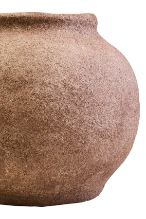 Avara Cotton Mache And Coco Shell Round Vase