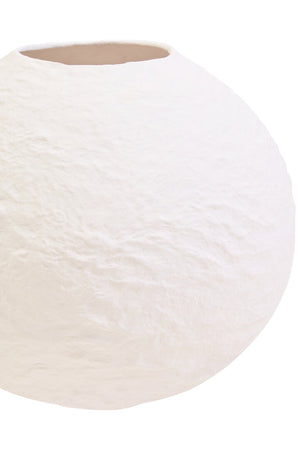 Avara Cotton Mache Small Round White Vase