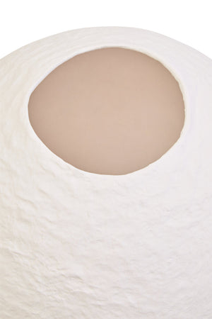 Avara Cotton Mache Small Round White Vase