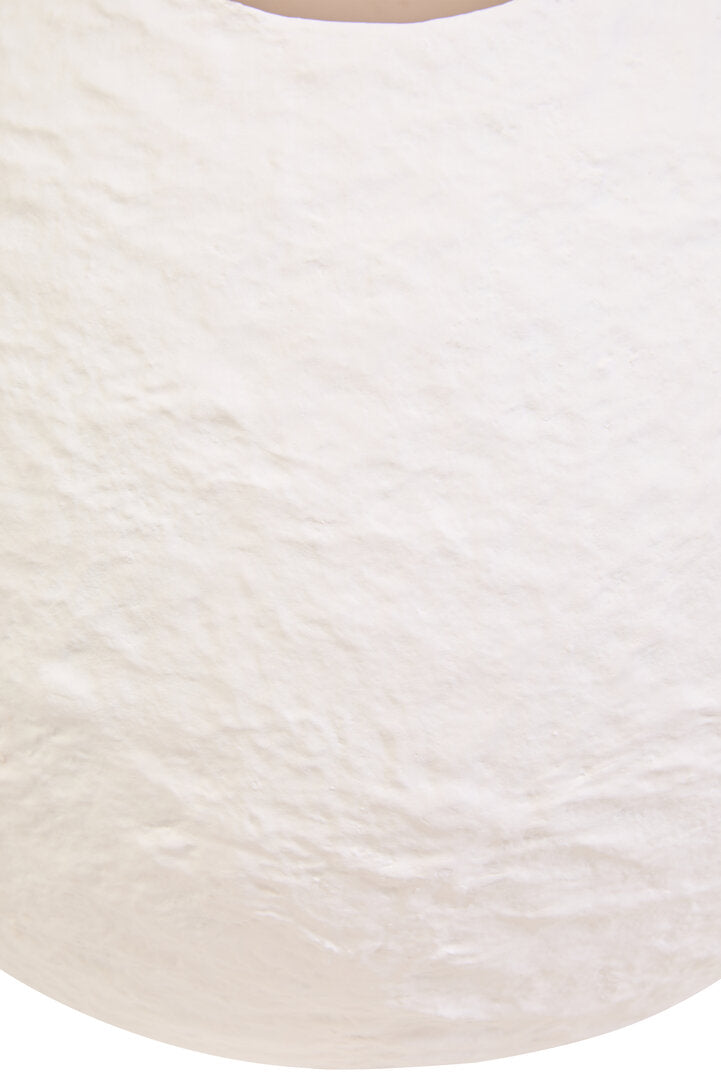 Avara Cotton Mache Small Round White Vase