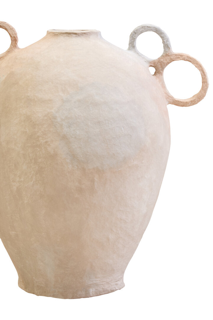Avara Cotton Mache Large Vase With Decorative Handles