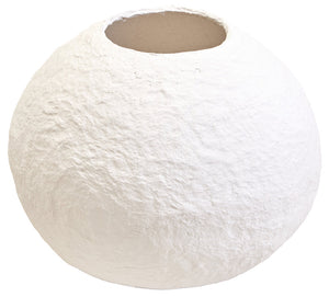 Avara Cotton Mache Large Round White Vase