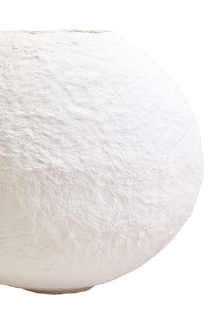 Avara Cotton Mache Large Round White Vase