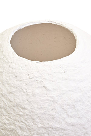 Avara Cotton Mache Large Round White Vase