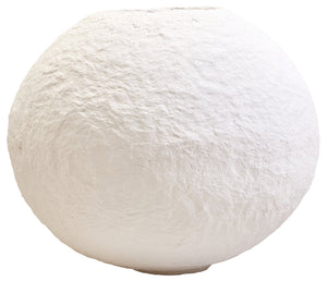 Avara Cotton Mache Large Round White Vase