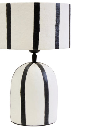 Luma Black And White Stripe Papier Mache Table Lamp