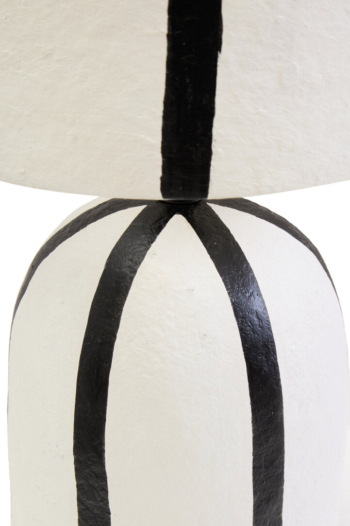 Luma Black And White Stripe Papier Mache Table Lamp